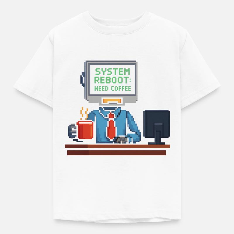 System Reboot Need Coffee - Kids' T-Shirt - white