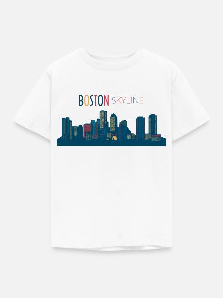 Boston Skyline - Kinder T-Shirt - Weiß