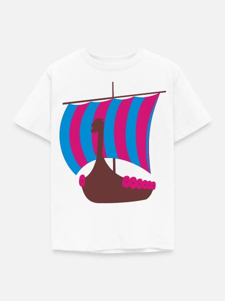 wikingerschiff - Kinder T-Shirt - Weiß