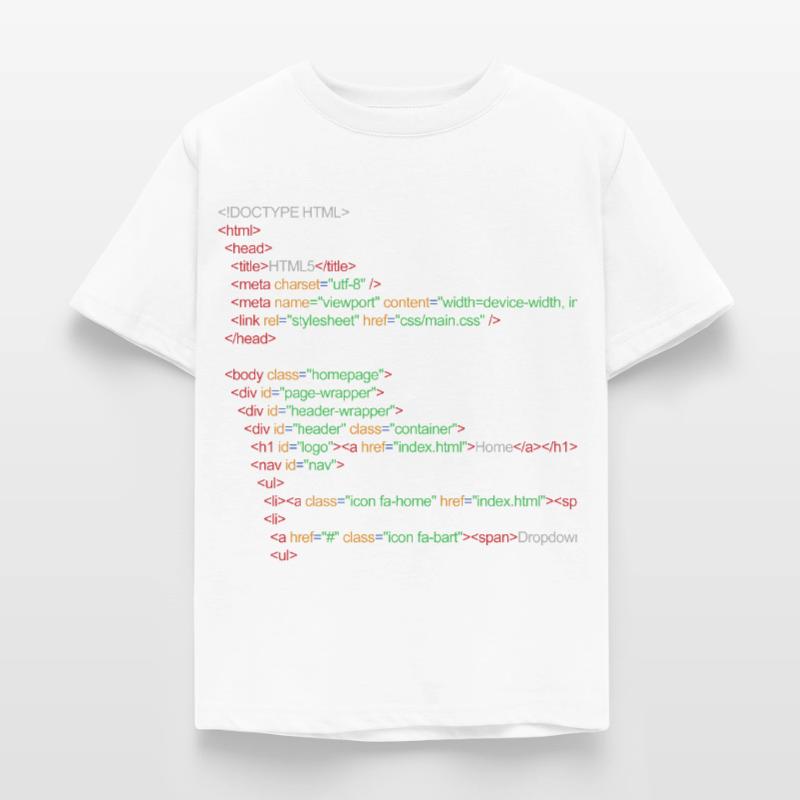 Code HTML5 T-shirt Enfant