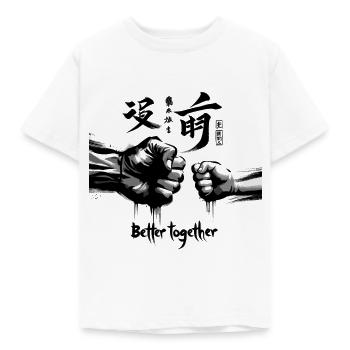 Force commune : Coup de poing parent-enfant - T-shirt Enfant - blanc - Devant - AI Model Kid Male (0cm)