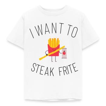 I want to steak frite humour parodie musique - T-shirt Enfant - blanc - Devant - AI Model Kid Male (0cm)