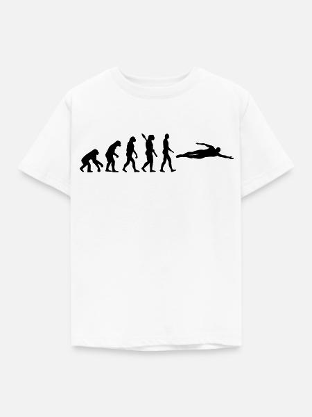 Evolution Schwimmen - Kinder T-Shirt - Weiß