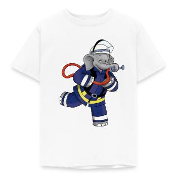 Benjamin Blümchen als Feuerwehrmann - Kinder T-Shirt - Weiß - Vorne - AI Model Kid Male (0cm)