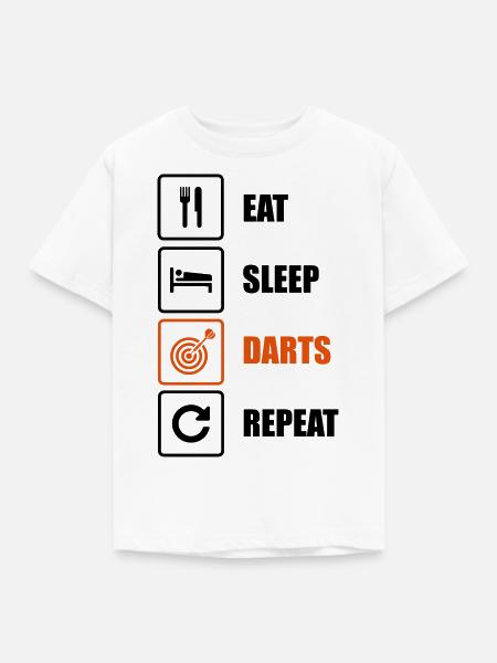 Eat. Sleep. Darts. Repeat - Kinder T-Shirt - Weiß