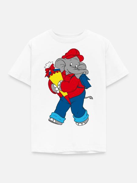 Benjamin Blümchen mit Schultüte - Kinder T-Shirt - Weiß