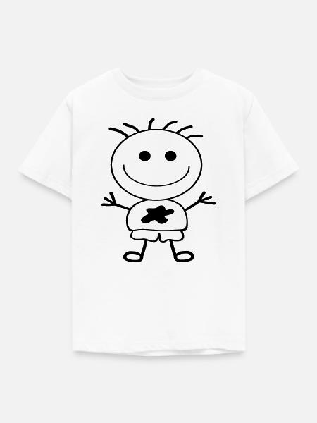 Strichmännchen-Junge - Kinder T-Shirt - Weiß