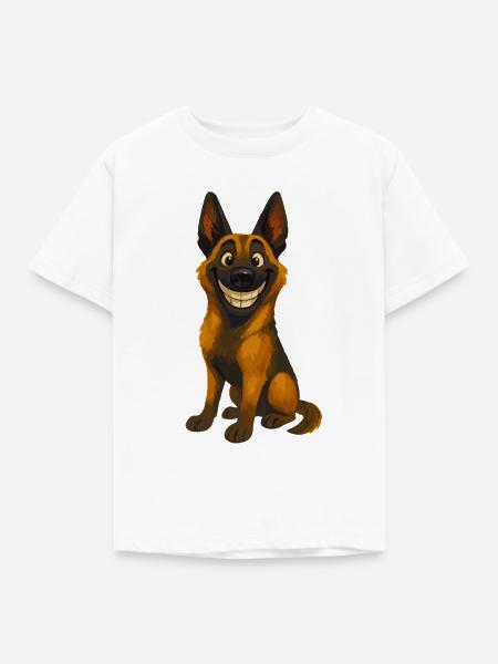 Grinsender Malinois Cartoon - Kinder T-Shirt - Weiß