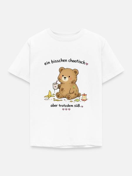 Chaotisch süßer Teddybär - Kinder T-Shirt - Weiß