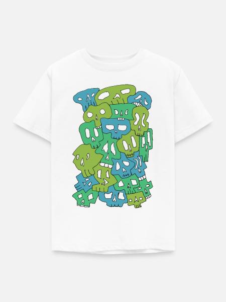 Skulls (Greens) - Kinder T-Shirt - Weiß