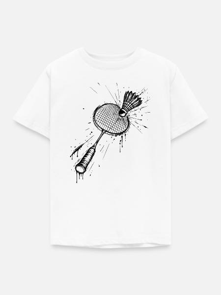 Badminton - Kinder T-Shirt - Weiß
