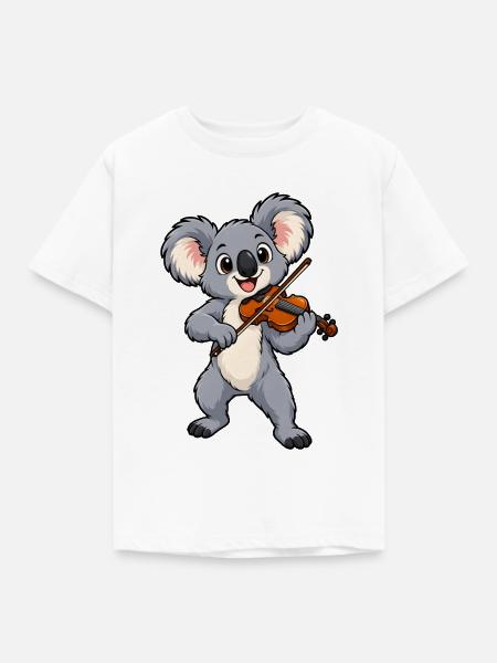 Koala mit Geige - Kinder T-Shirt - Weiß