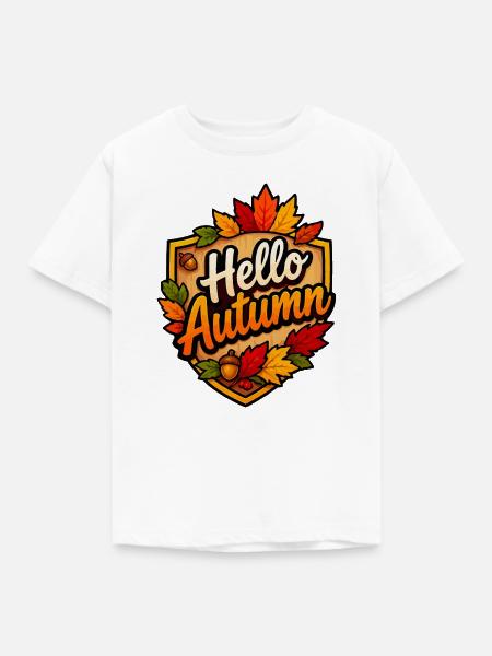 Hallo Herbstlaub Logo - Kinder T-Shirt - Weiß