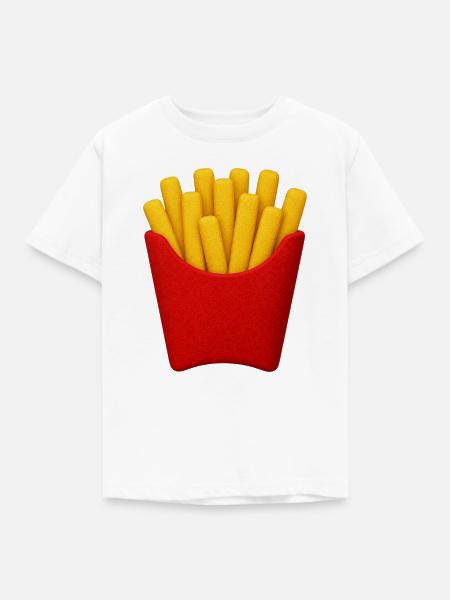 Pommes Frites Cartoon Muster - Kinder T-Shirt - Weiß