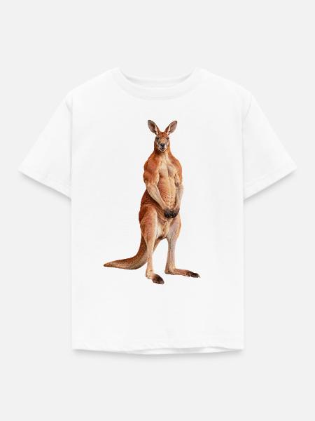 Rotes Riesenkänguru Roger - Kinder T-Shirt - Weiß