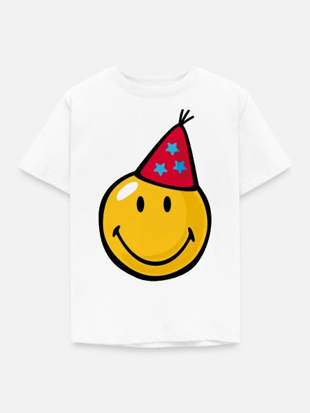 Smiley Birthday Hat - Kinder T-Shirt - Weiß