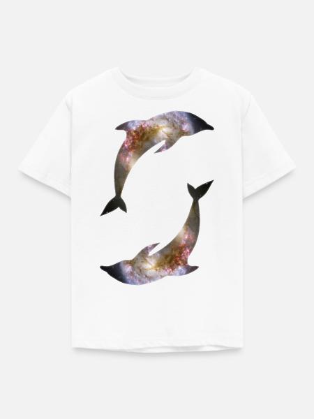 Delfine Galaxie - Kinder T-Shirt - Weiß
