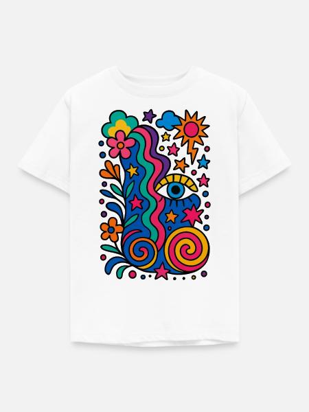 Exzentrisches Buntes Design - Kinder T-Shirt - Weiß