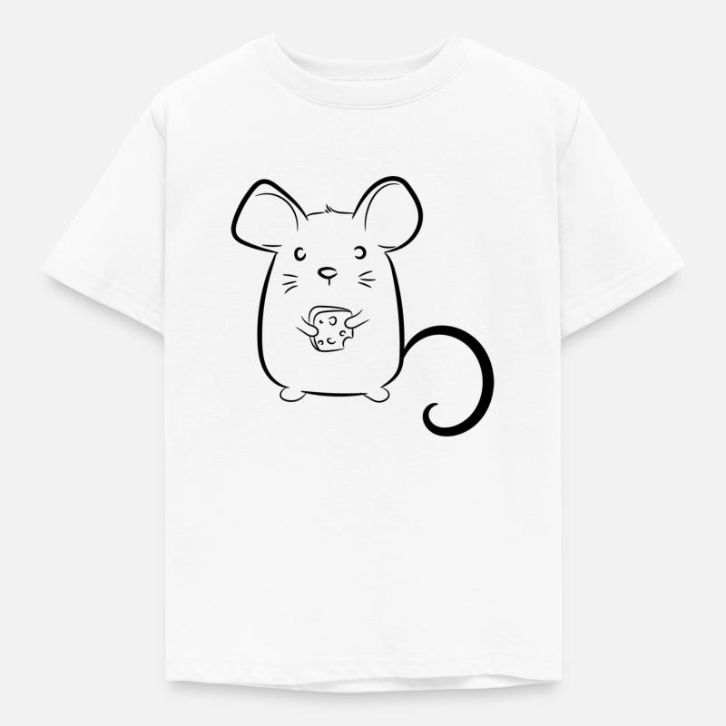 Mouse with cheese - Kids' T-Shirt - white