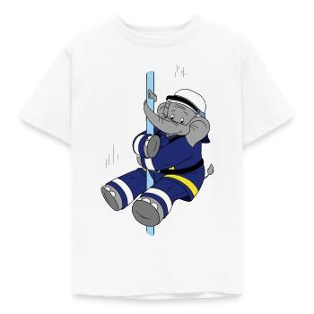 Benjamin Blümchen als Feuerwehrmann - Kinder T-Shirt - Weiß - Vorne - AI Model Kid Male (0cm)