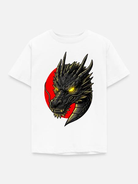 Asiatischer Drache Drachenkopf - Kinder T-Shirt - Weiß