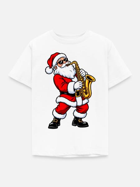 Weihnachtsmann mit Saxophon - Kinder T-Shirt - Weiß