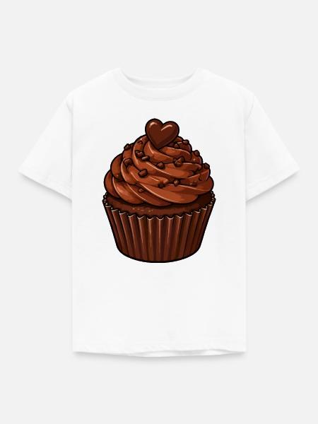 Schoko Cupcake Herzmotiv - Kinder T-Shirt - Weiß