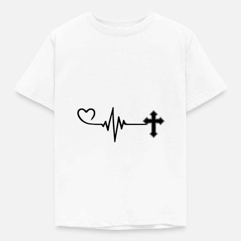 Kreuz Puls Herz Liebe Christentum - Børne-T-shirt - hvid