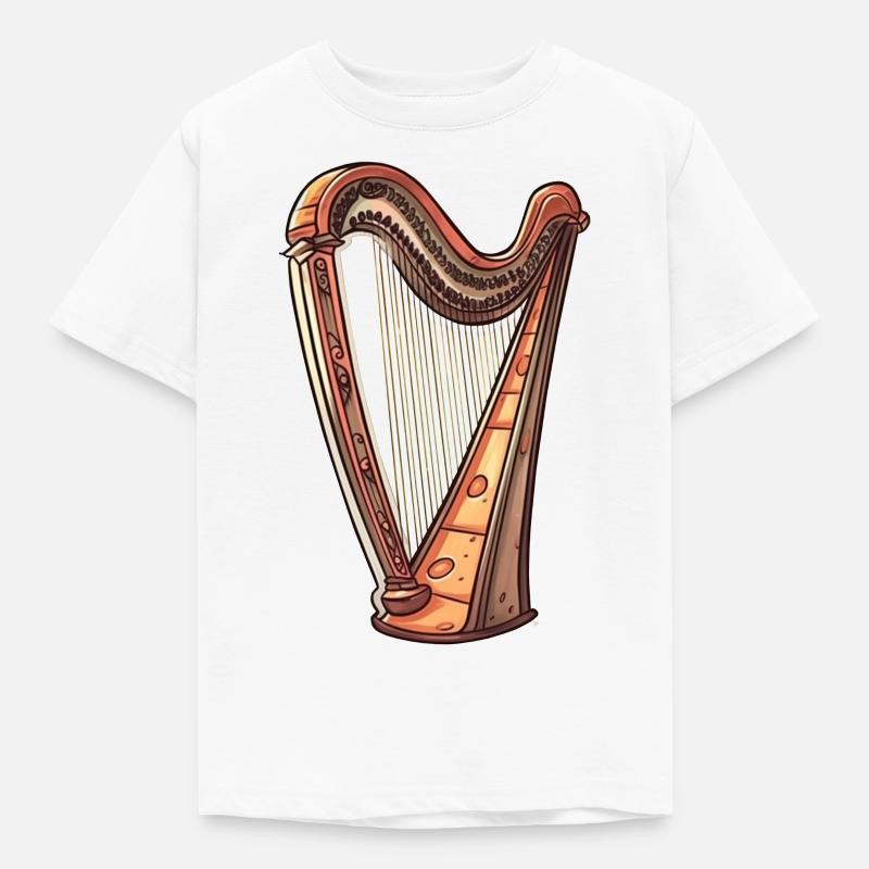 Harfe im Comic Stil - Kinder T-Shirt - Weiß