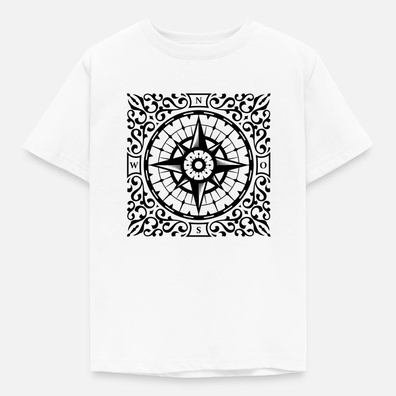 Kompass Ornamente - Kinder T-Shirt - Weiß