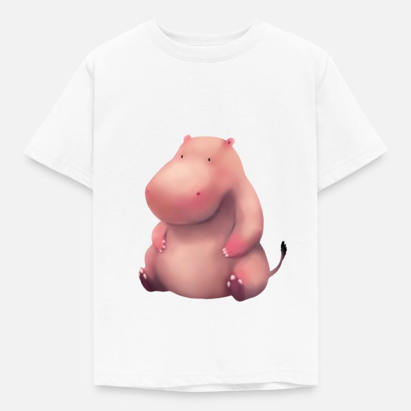 Nilpferd Illustration - Kinder T-Shirt - Weiß