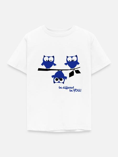 Eulen, lustig, be different, Vogel - Kinder T-Shirt - Weiß