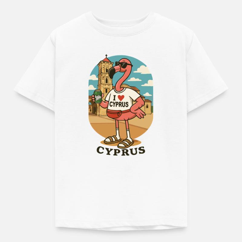 Flamant rose de Chypre - T-shirt Enfant - blanc