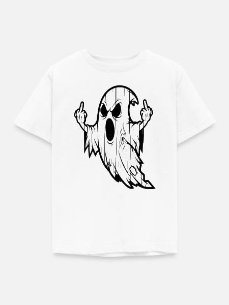 Geist mit Mittelfinger-Geste - Kinder T-Shirt - Weiß