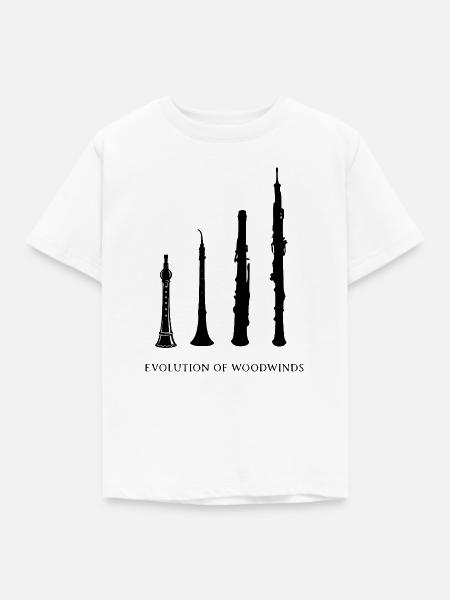 Oboe - Evolution of Woodwinds Holzblasinstrumente - Kinder T-Shirt - Weiß