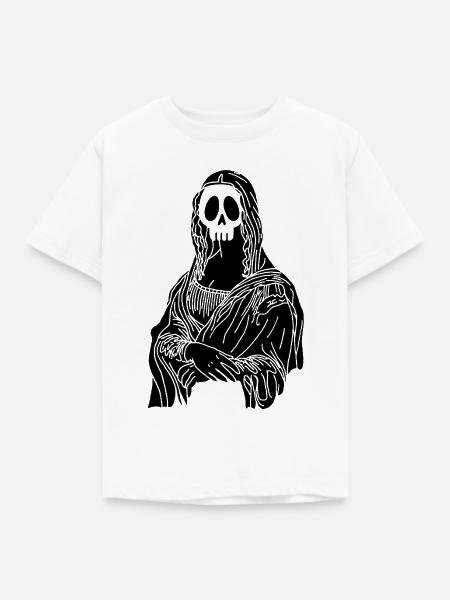 Mona Lisa Schädel (Schwarz) - Kinder T-Shirt - Weiß