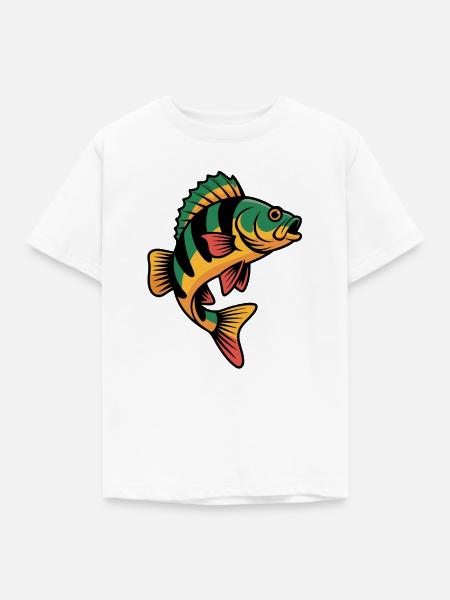 Barsch Angeln - Kinder T-Shirt - Weiß