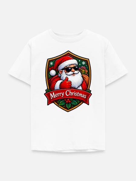 Weihnachts Santa Daumen Hoch Schild - Kinder T-Shirt - Weiß