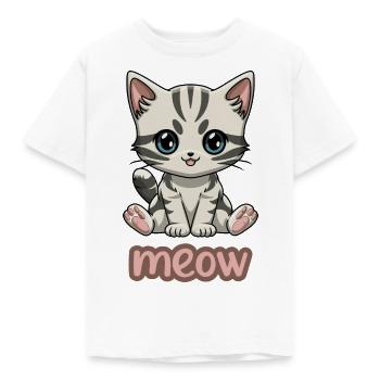 Sassy Kitten Meow - Adorable Feline Fun Tee - Kids' T-Shirt - white - Front - AI Model Kid Male (0cm)