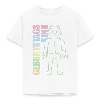 Playmobil Geburtstagskind In Bunten Farben - Kinder T-Shirt - Weiß - Vorne - AI Model Kid Male (0cm)