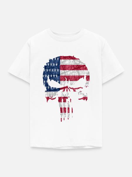 Skull usa - Kinder T-Shirt - Weiß