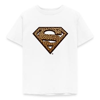 Superman Leoprint Logo - Kinder T-Shirt - Weiß - Vorne - AI Model Kid Male (0cm)