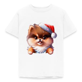 Dog sweet Spitz with hat for Christmas - Kids' T-Shirt - white - Front - AI Model Kid Male (0cm)