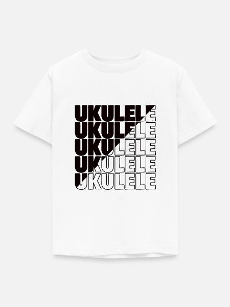 Ukulele typography diagonal - Kinder T-Shirt - Weiß