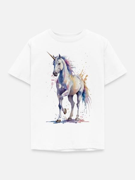 Ätherisches Einhorn - Aquarell - Kinder T-Shirt - Weiß