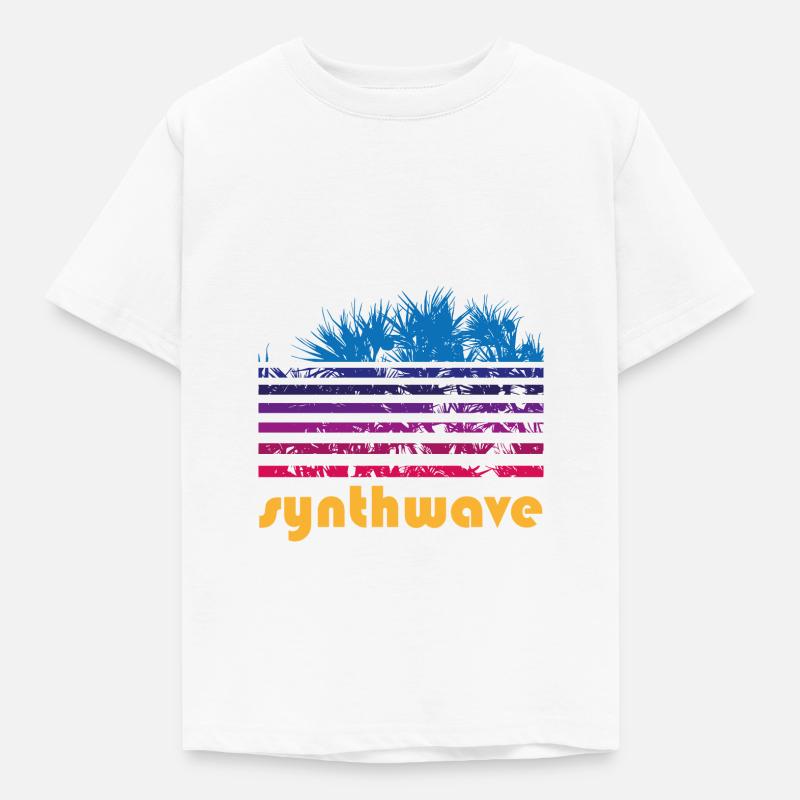 synthwave pandanus - Kids' T-Shirt - white