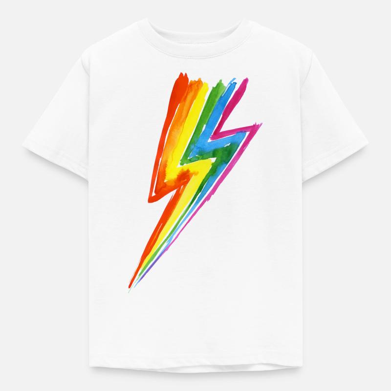 Rainbow Power Blitz - Hit by rainbow lightning! - Kids' T-Shirt - white