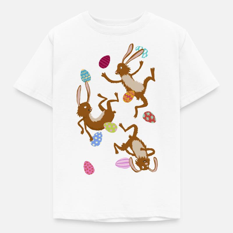 fallende Osterhasen - Kinder T-Shirt - Weiß
