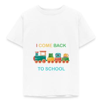 I come back to school, kids school,train - Kids' T-Shirt - white - Front - AI Model Kid Male (0cm)