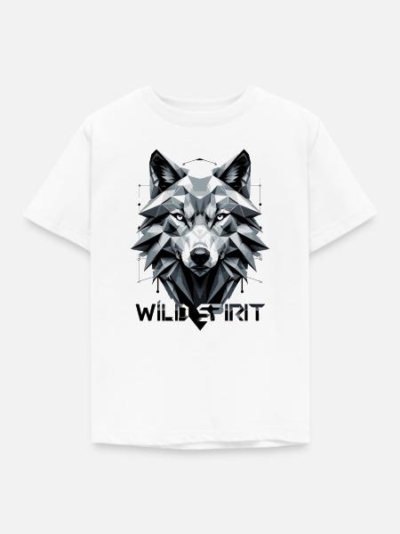 Geometrischer Wolf Tribal Design - Kinder T-Shirt - Weiß